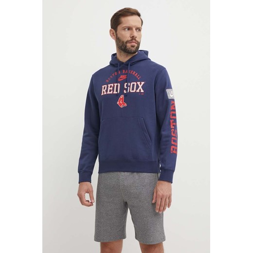 Nike bluza Boston Red Sox męska kolor niebieski z kapturem z nadrukiem ze sklepu ANSWEAR.com w kategorii Bluzy męskie - zdjęcie 172534217