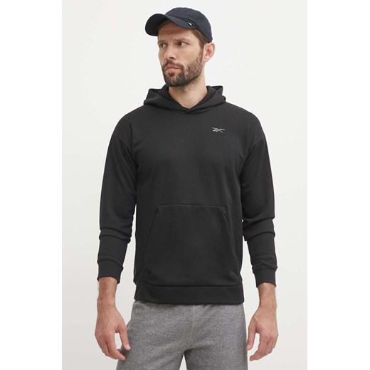 Reebok bluza Strength męska kolor czarny z kapturem gładka 100075764 ze sklepu ANSWEAR.com w kategorii Bluzy męskie - zdjęcie 172534277