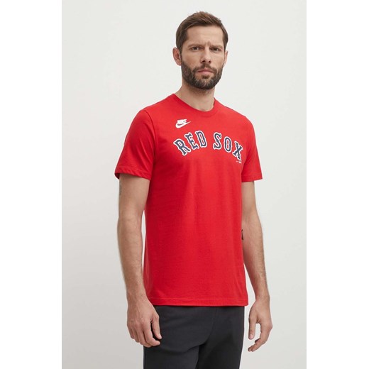 Nike t-shirt bawełniany Boston Red Sox męski kolor czerwony z nadrukiem ze sklepu ANSWEAR.com w kategorii T-shirty męskie - zdjęcie 172534608