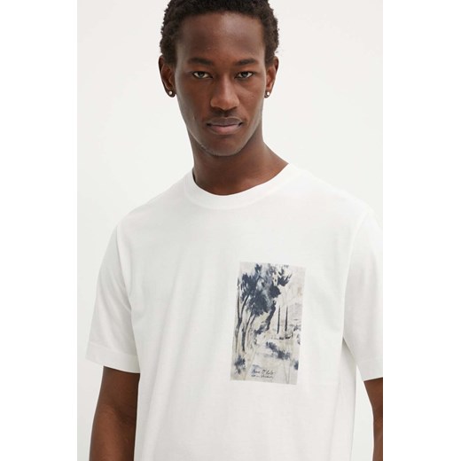 Marc O&apos;Polo t-shirt bawełniany męski kolor beżowy z nadrukiem 424201251460 ze sklepu ANSWEAR.com w kategorii T-shirty męskie - zdjęcie 172534639