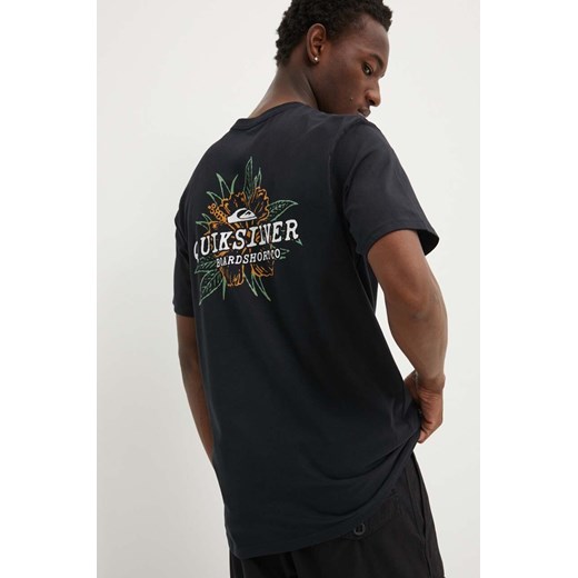 Quiksilver t-shirt bawełniany HIBISCUS męski kolor czarny z nadrukiem AQYZT09761 ze sklepu ANSWEAR.com w kategorii T-shirty męskie - zdjęcie 172534668