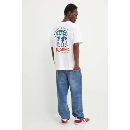 Billabong t-shirt bawełniany TRIBES męski kolor biały z nadrukiem ABYZT02423 ze sklepu ANSWEAR.com w kategorii T-shirty męskie - zdjęcie 172534696