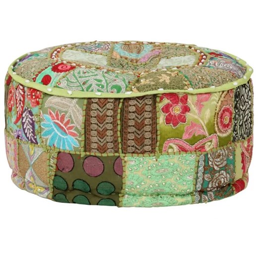 Zielona okrągła pufa patchwork C5-B30 ze sklepu Edinos.pl w kategorii Pufy i siedziska - zdjęcie 172535468