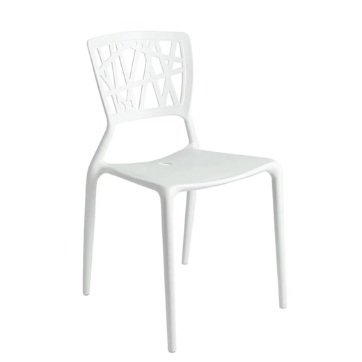 Białe minimalistyczne krzesło z ażurowym oparciem - Timmi ze sklepu Edinos.pl w kategorii Krzesła - zdjęcie 172535715