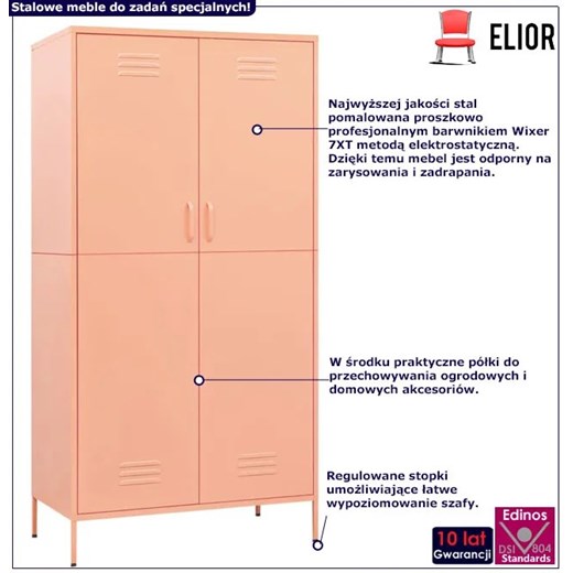Różowa stalowa szafa gospodarcza na nóżkach - Garu 7X Elior One Size Edinos.pl