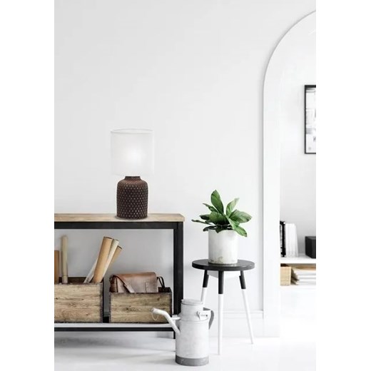 Brązowa lampa stołowa z abażurem z tkaniny - V085-Sanati Lumes One Size okazja Edinos.pl