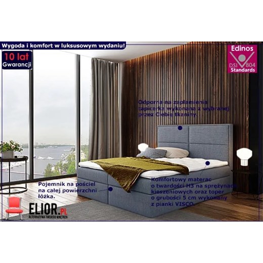 Łóżko kontynentalne Frezja 140x200 - 44 kolory Elior One Size Edinos.pl