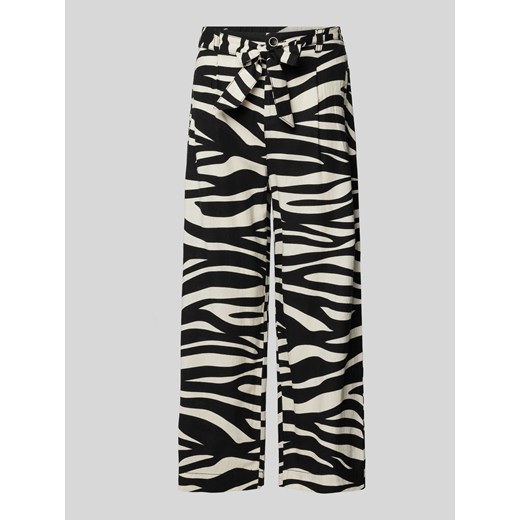 Spodnie lniane z szeroką,skróconą nogawką ze sklepu Peek&Cloppenburg  w kategorii Spodnie damskie - zdjęcie 172536756