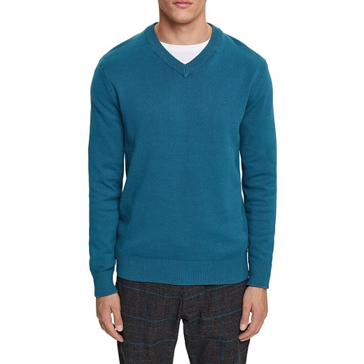 Sweter męski Esprit niebieski w serek 