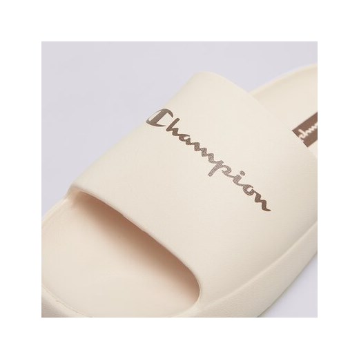 Beżowe klapki damskie Champion casual płaskie bez zapięcia 