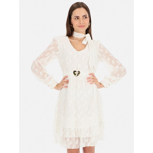 Biała sukienka z falbankami L'AF Giana ze sklepu Eye For Fashion w kategorii Sukienki - zdjęcie 172544495