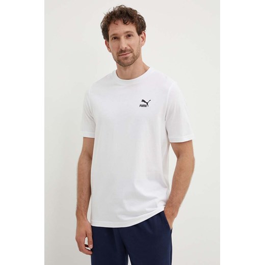 Puma t-shirt bawełniany męski kolor biały z aplikacją 679187 ze sklepu ANSWEAR.com w kategorii T-shirty męskie - zdjęcie 172544527