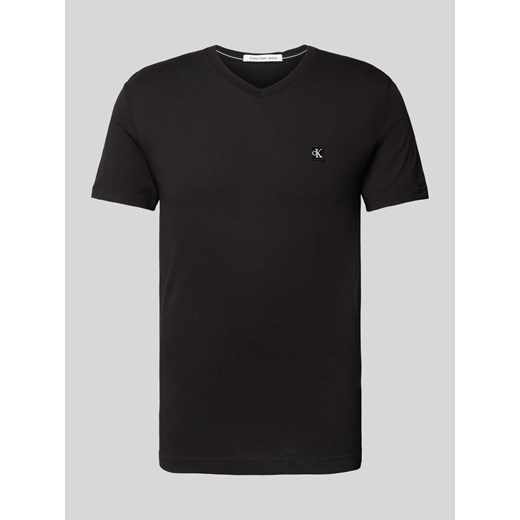 T-shirt z dekoltem w serek model ‘CK EMBRO’ M Peek&Cloppenburg