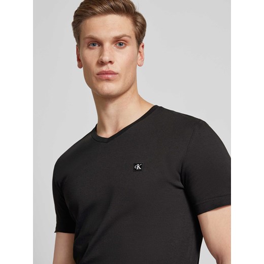 T-shirt z dekoltem w serek model ‘CK EMBRO’ L Peek&Cloppenburg