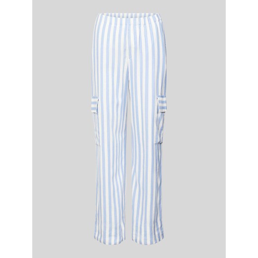 Spodnie lniane o kroju regular fit z kieszeniami cargo ze sklepu Peek&Cloppenburg  w kategorii Spodnie damskie - zdjęcie 172546707