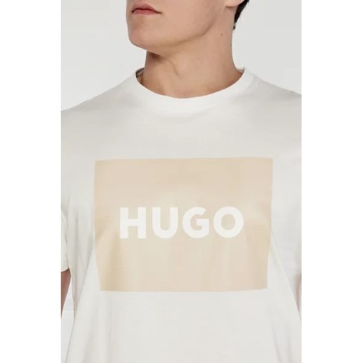 Hugo Boss t-shirt męski z krótkim rękawem biały młodzieżowy z bawełny 