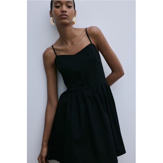 H & M - Bawełniana sukienka z rozszerzanym dołem - Czarny H & M S H&M