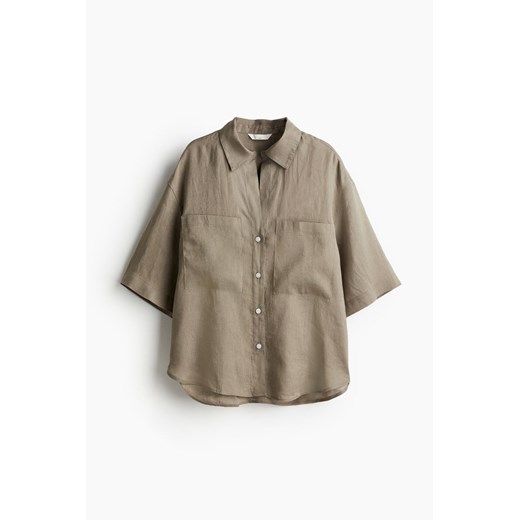 H & M - Lniana koszula - Brązowy H & M XL H&M