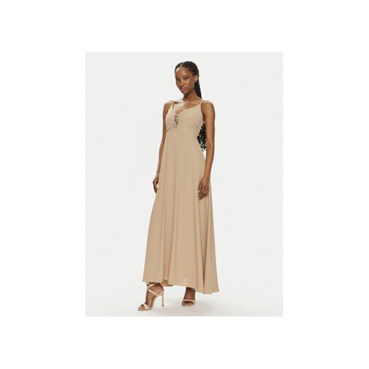 Rinascimento Sukienka wieczorowa CFC0119076003 Beżowy Regular Fit ze sklepu MODIVO w kategorii Sukienki - zdjęcie 172550346