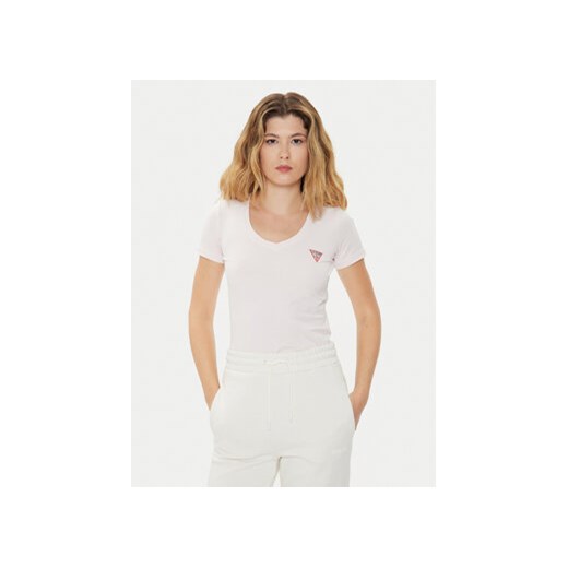 Guess T-Shirt W2YI45 J1314 Różowy Slim Fit ze sklepu MODIVO w kategorii Bluzki damskie - zdjęcie 172550385