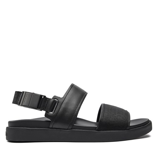 Sandały Calvin Klein Back Strap Sandal Jaq Mono Ip HM0HM01421 Czarny ze sklepu eobuwie.pl w kategorii Sandały męskie - zdjęcie 172551057