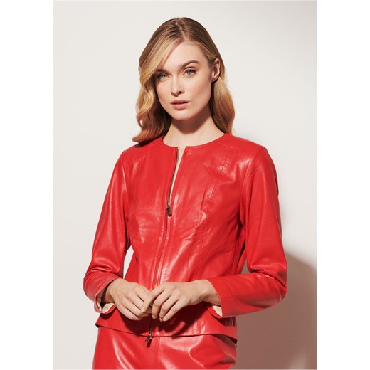 Czerwona kurtka damska ze skóry naturalnej Ochnik One Size promocja OCHNIK