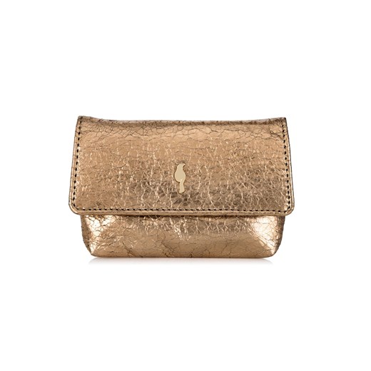 Mały złoty skórzany portfel z łańcuszkiem Ochnik One Size OCHNIK
