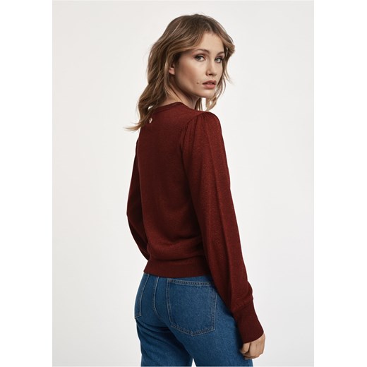 Bordowy błyszczący sweter damski Ochnik One Size promocyjna cena OCHNIK