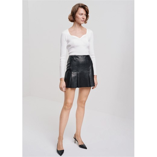 Czarna skórzana plisowana spódnica mini Ochnik One Size promocja OCHNIK