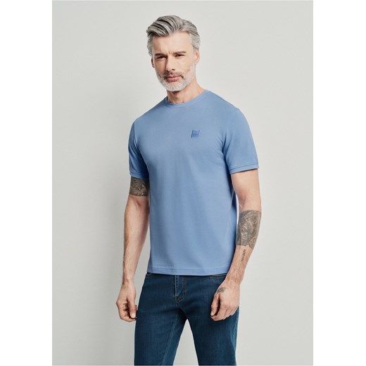 Błękitny T-shirt męski basic z logo Ochnik One Size OCHNIK