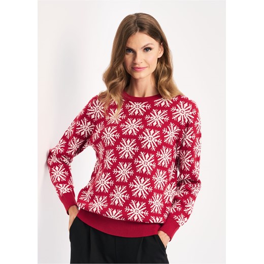 Czerwony sweter świąteczny damski Ochnik One Size promocyjna cena OCHNIK