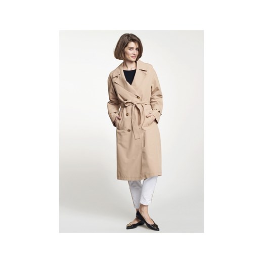 Klasyczny beżowy płaszcz damski ze sklepu OCHNIK w kategorii Płaszcze damskie - zdjęcie 172568346