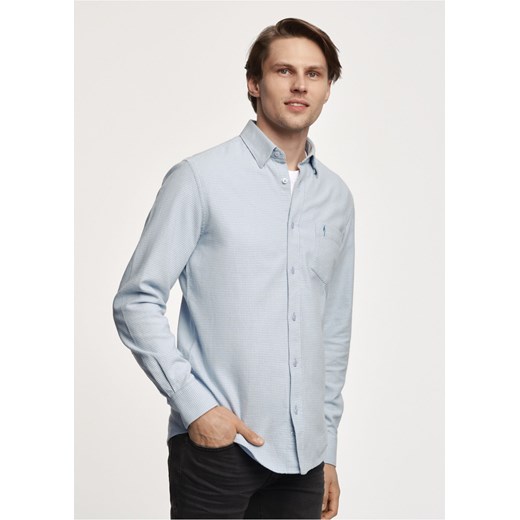 Błękitna koszula męska w drobną pepitkę Ochnik One Size OCHNIK okazyjna cena