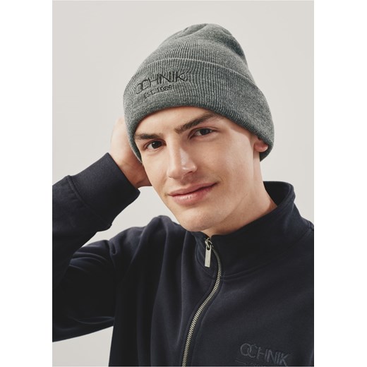 Szara czapka zimowa męska z logo OCHNIK Ochnik One Size promocja OCHNIK