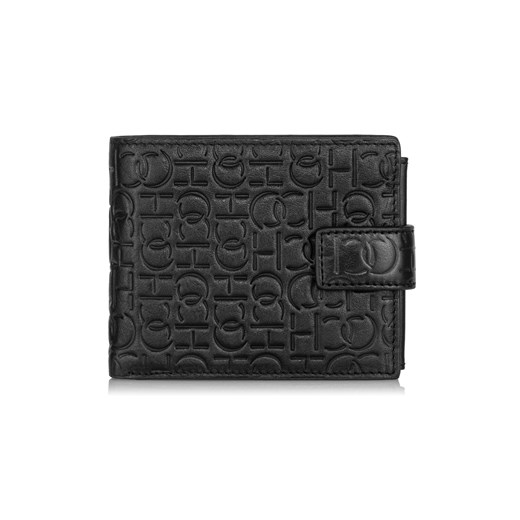 Skórzany czarny portfel męski z monogramem Ochnik One Size OCHNIK