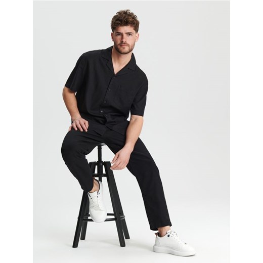 Sinsay - Koszula z lnem - czarny ze sklepu Sinsay w kategorii Koszule męskie - zdjęcie 172573419