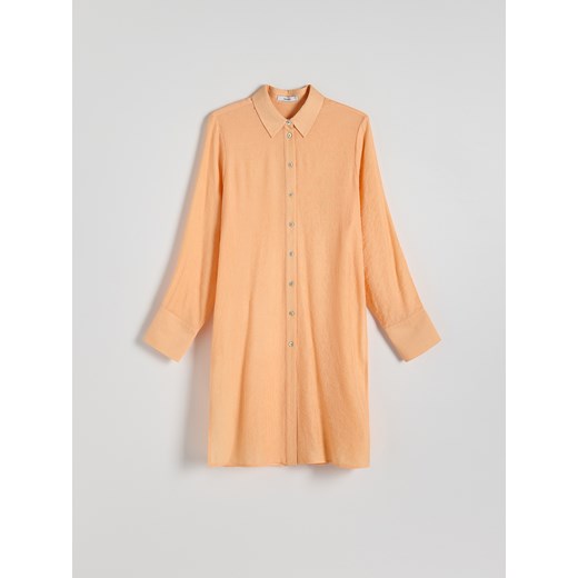 Reserved - Długa koszula z wiskozy - brzoskwiniowy ze sklepu Reserved w kategorii Koszule damskie - zdjęcie 172573896