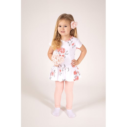 Różowe legginsy bawełniane dziewczęce z kokardką ze sklepu 5.10.15 w kategorii Spodnie dziewczęce - zdjęcie 172573997
