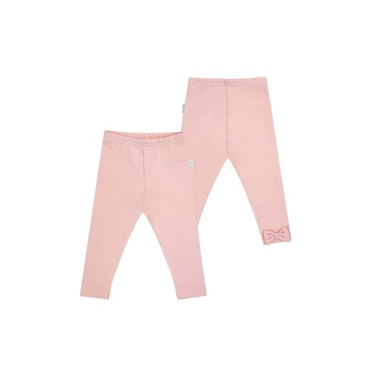 Różowe legginsy bawełniane z kokardką dla niemowlaka ze sklepu 5.10.15 w kategorii Spodnie i półśpiochy - zdjęcie 172574039