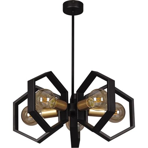 Czarna geometryczna lampa wisząca - 2Q S061 M2-H50 ze sklepu Edinos.pl w kategorii Lampy wiszące - zdjęcie 172578917