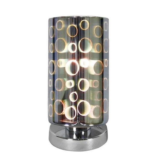 Chromowana lampa stołowa z efektem 3D - V060-Levira ze sklepu Edinos.pl w kategorii Lampy stołowe - zdjęcie 172579219