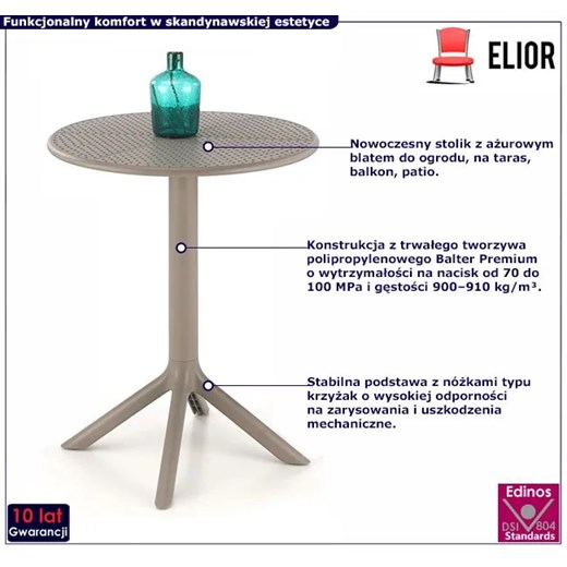 Mały okrągły stolik ogrodowy khaki - Olav 4X Elior One Size Edinos.pl okazyjna cena