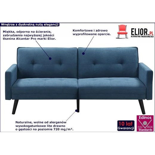 Rozkładana pikowana sofa Lanila - niebieska Elior One Size Edinos.pl