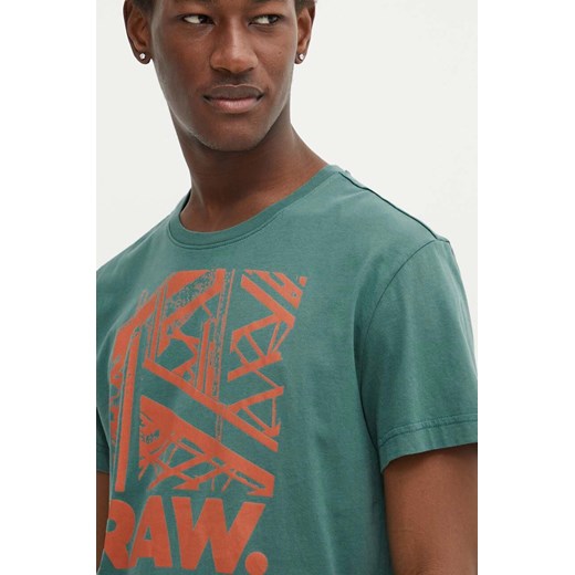 G-Star Raw t-shirt bawełniany kolor zielony z nadrukiem D24685-C506 ze sklepu ANSWEAR.com w kategorii T-shirty męskie - zdjęcie 172580039