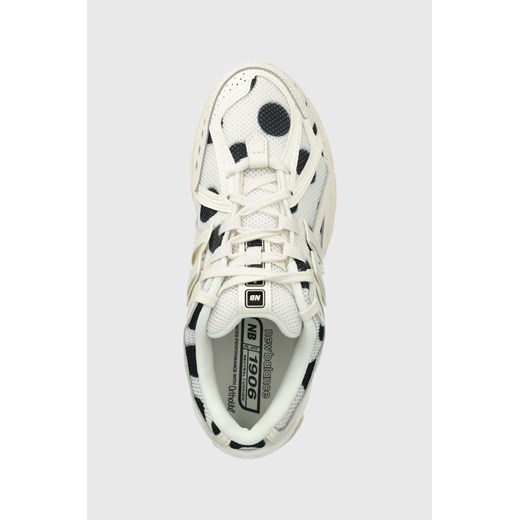 Buty sportowe damskie New Balance sneakersy białe z tworzywa sztucznego sznurowane 