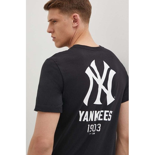 Nike t-shirt bawełniany New York Yankees męski kolor czarny z nadrukiem ze sklepu ANSWEAR.com w kategorii T-shirty męskie - zdjęcie 172580178