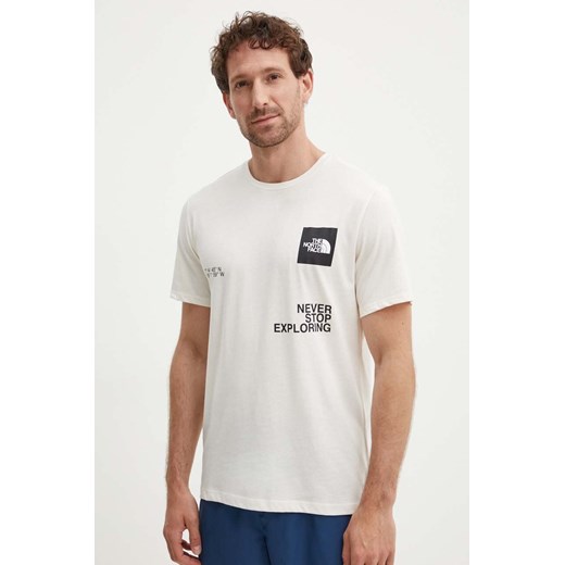 The North Face t-shirt sportowy Foundation Coordinates kolor beżowy z nadrukiem NF0A882ZV3L1 ze sklepu ANSWEAR.com w kategorii T-shirty męskie - zdjęcie 172580199