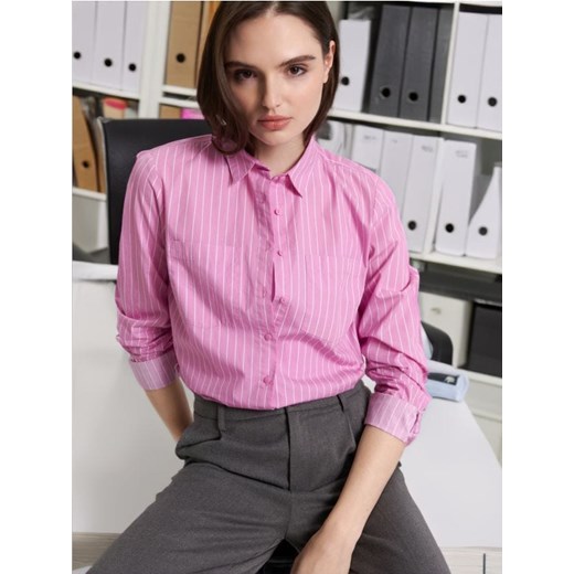 Sinsay - Koszula bawełniana - różowy ze sklepu Sinsay w kategorii Koszule damskie - zdjęcie 172583745