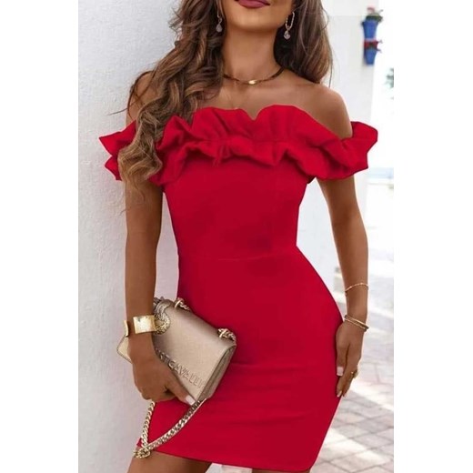 Sukienka ANDIANA RED ze sklepu Ivet Shop w kategorii Sukienki - zdjęcie 172585156