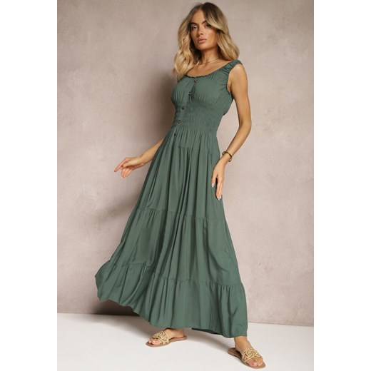 Sukienka Renee bawełniana zielona na ramiączkach maxi 